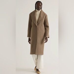 Quince 100% Merino Wool Shawl Collar Long Coat - Olive Gren